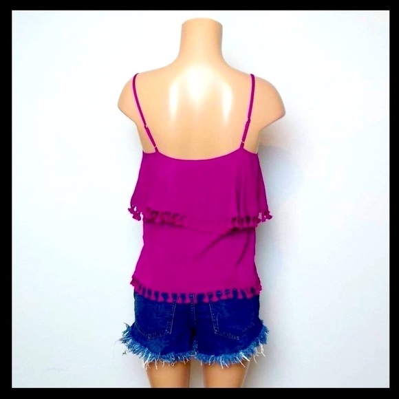 1. State Tahiti Tassel Trim Blouse Tropic Berry - Picture 3 of 8